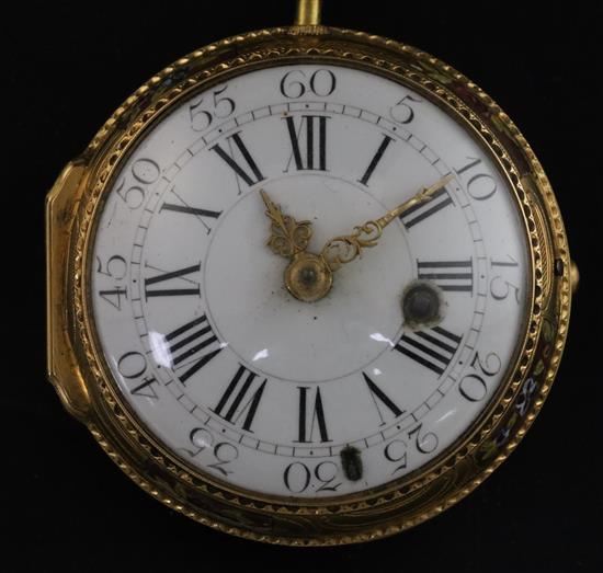 A late 18th/early 19th century French gold and enamel keywind verge pocket watch by Baillon, Paris,